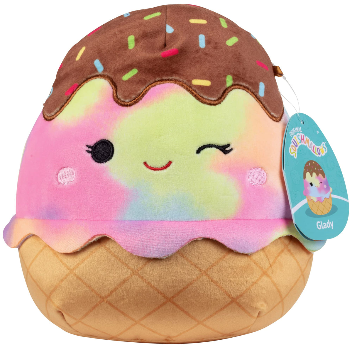 Squishmallows Glady ice cream 8-inch plush ready for cuddle time.