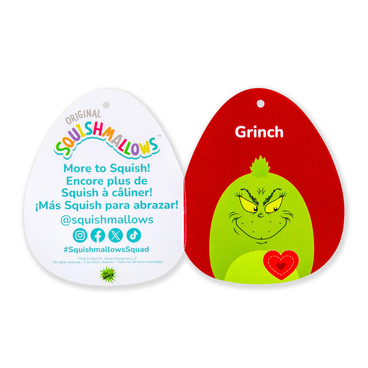 Grinch with Heart plush in a seated pose, ideal for desk or shelf display.