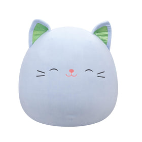 Squishmallows Jiovanne full-body blue cat with green ears, perfect cuddle companion on adventures.