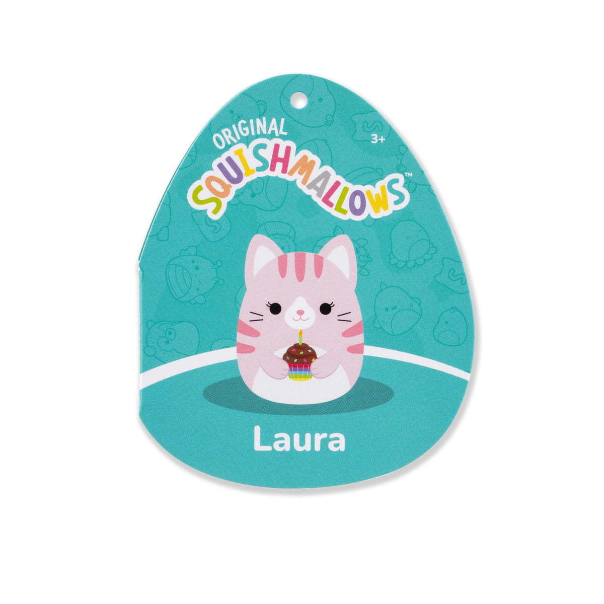 Close-up of Laura's detail showing her birthday cupcake prop and charming expression for imaginative play.