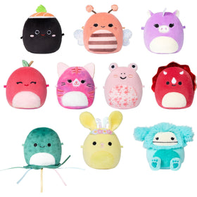Squishmallows Micromallows 10-pack cover shows tiny plush for portable play and display.