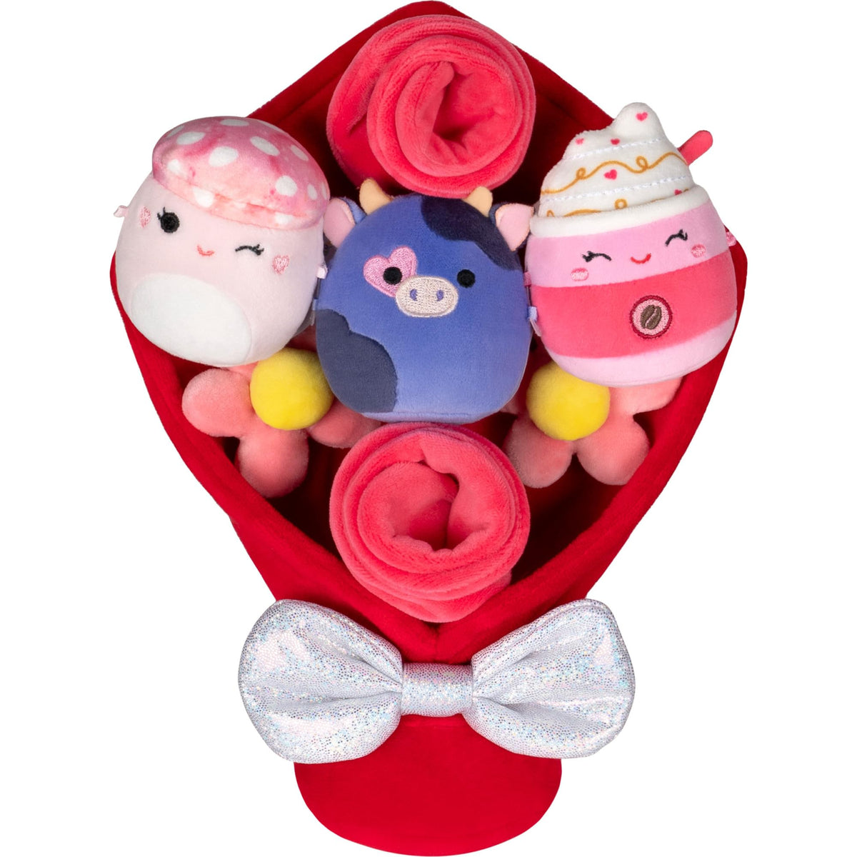 Squishmallows micromallows bouquet display on shelf for cute decor
