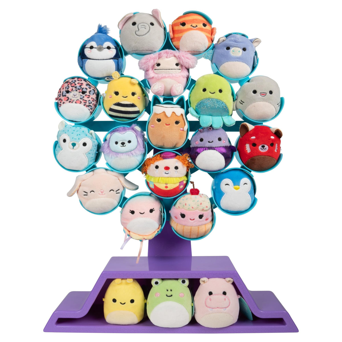 Squishmallows Micromallows Ferris Wheel Display shows compact spinning storage