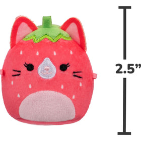 Squishmallows Olma Strawberry Cat tiny plush in bouquet arrangement.