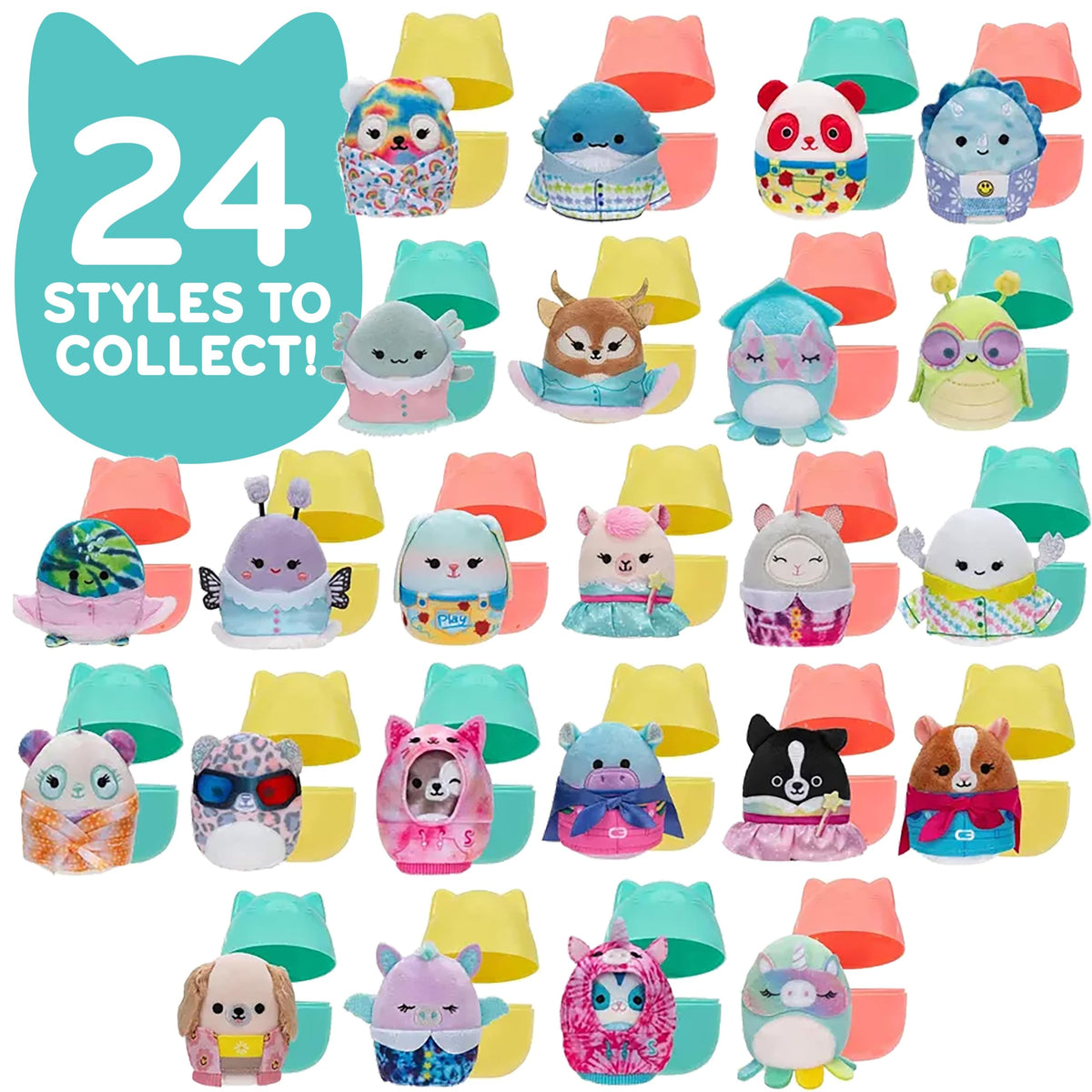 Squishmallows two-inch mini plush with cute accessories for handheld cuddles and on-the-go play.