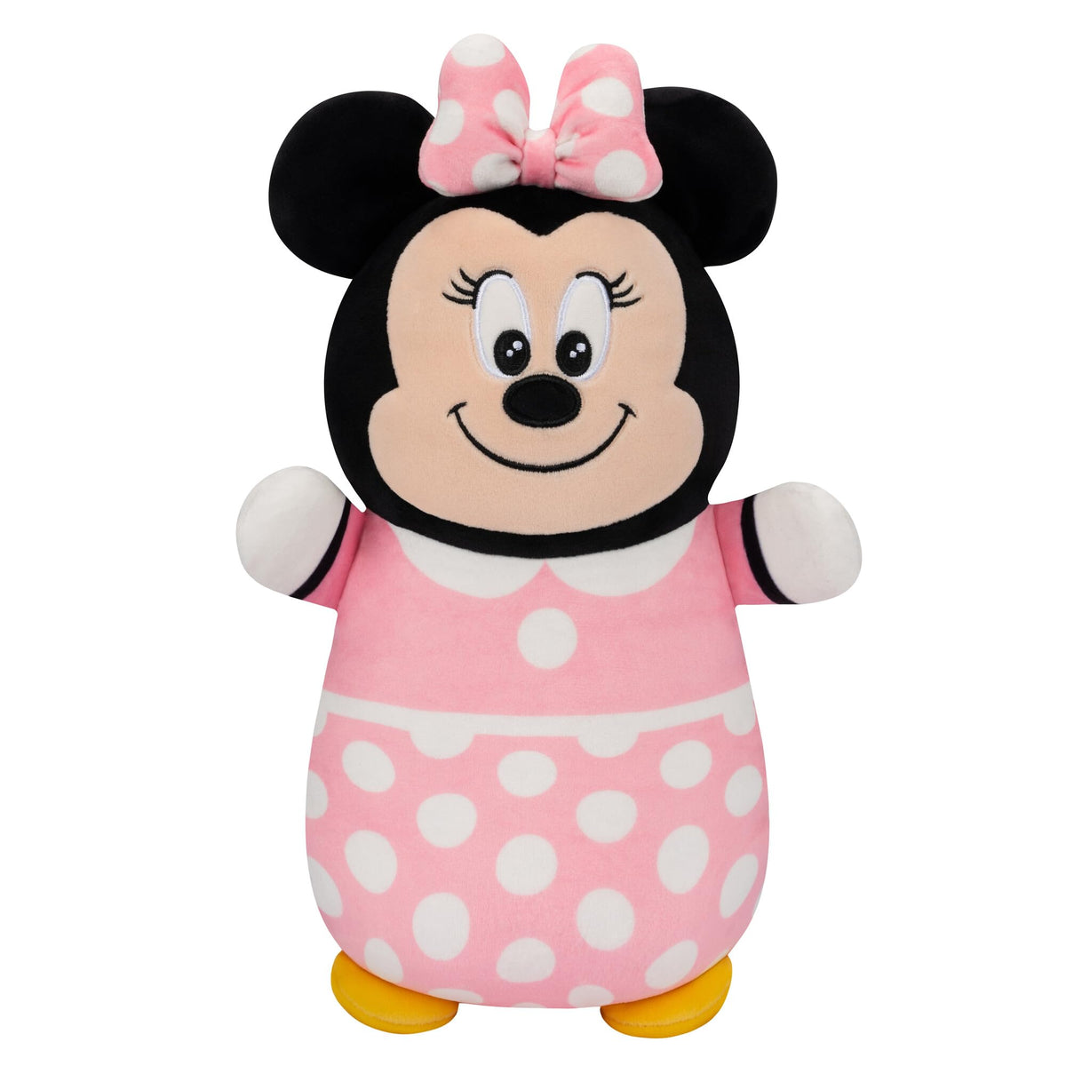 Squishmallows Minnie Mouse HugMees plush front view with extended arms for hugs