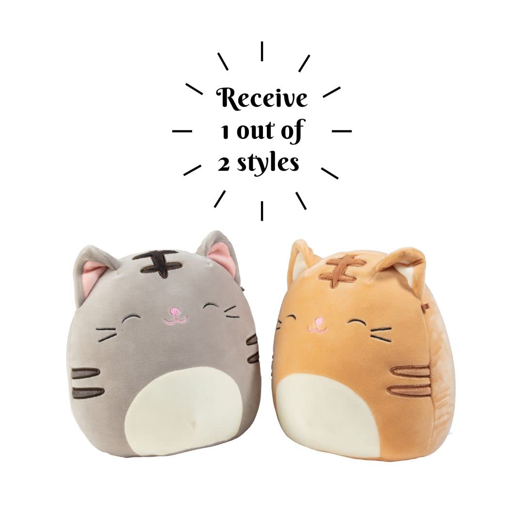 Squishmallows Mystery 8-Inch grey cat plush for cozy play and travel comfort.