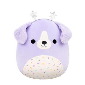 Squishmallows Deontay purple retriever with confetti belly, a cuddly birthday friend