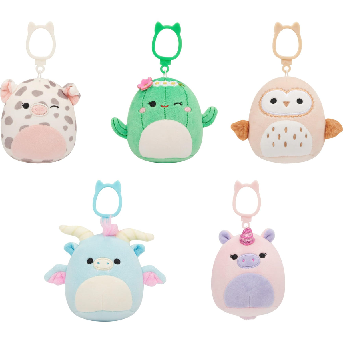 Squishmallows Byron pastel dragon clip on backpack for portable charm.