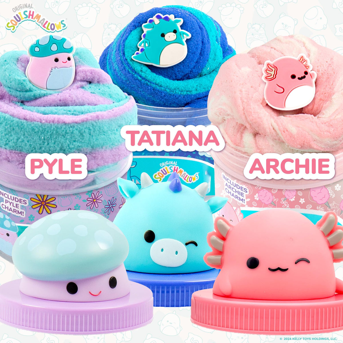 Squishmallows cloud slime with Archie charm for tactile play moments.
