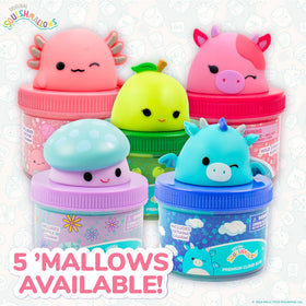 Cotton candy scented Squishmallows cloud slime adds soft sweetness to play.