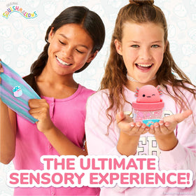 Grape scented Squishmallows cloud slime enhances fruity playtime.