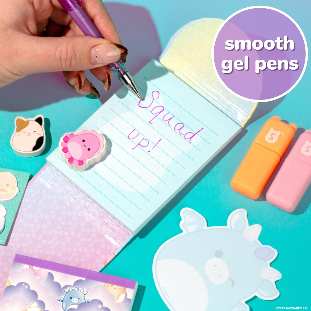 Squishmallows mini highlighters in bright colors for study