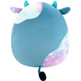 Squishmallows Presto teal galaxy cow — close-up eyes, playful personality.