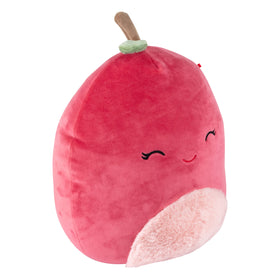 Squishmallows Red Cherry smiling face detail showing inviting expression.
