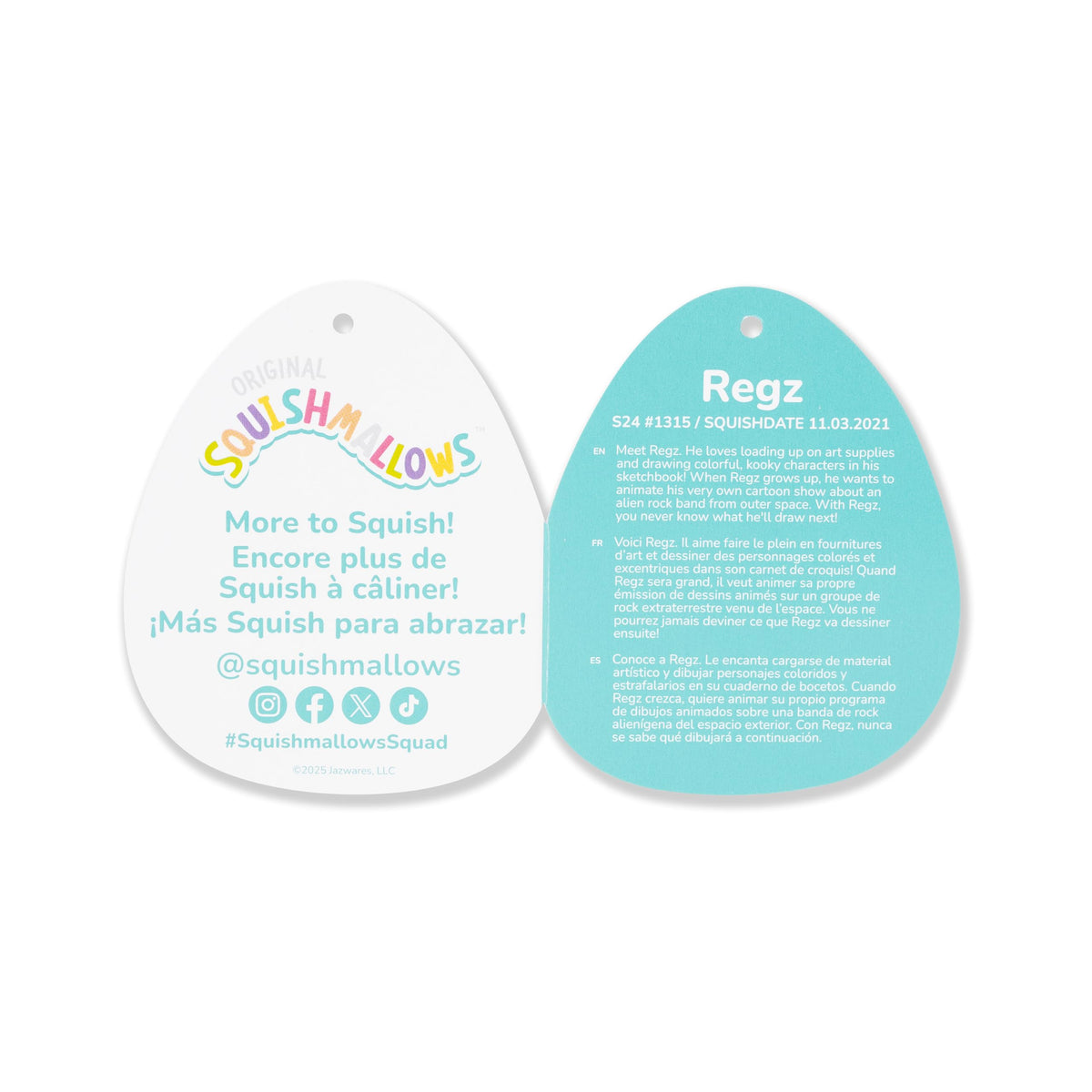 Regz plush with sketchbook illustration, perfect for imaginative play and storytelling.