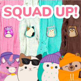 Resealable containers keep Squishmallows slime fresh for on-the-go fun.
