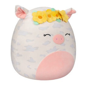 Rosie plush closeup highlighting pink spots and soft texture for comforting hugs.