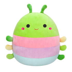 Squishmallows Rutabaga 14-Inch Caterpillar plush with multicolor stripes for cozy hugs.