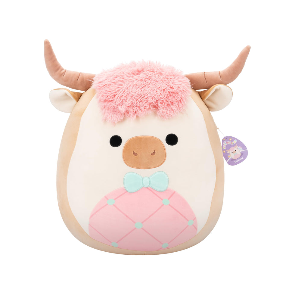 Squishmallows Samson cookie highland cow front view for cozy cuddles