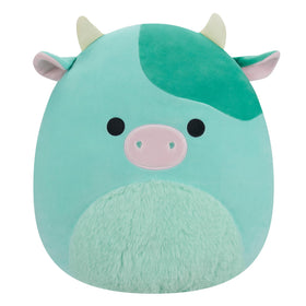 Squishmallows Seamus green cow front view offers ultra-soft cuddle buddy for cozy play.
