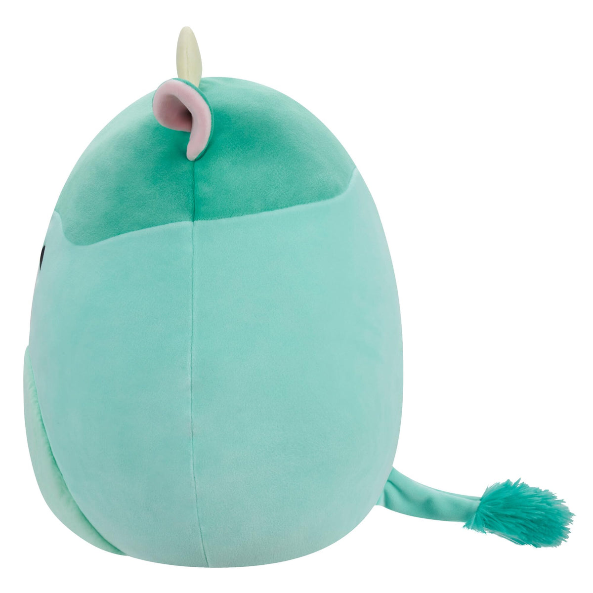 Squishmallows Seamus green cow material texture showcases ultrasoft, high-quality fabric.