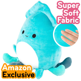 Squishmallows Sky graduation squid plush, side view, ideal bedtime buddy.