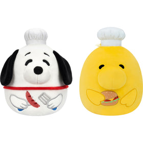 Squishmallows Snoopy & Woodstock BBQ Americana 8in full plush for cozy travel cuddles