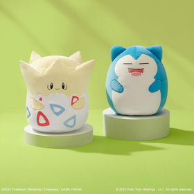 Officially licensed Squishmallows Snorlax plush from Pokémon partnership.