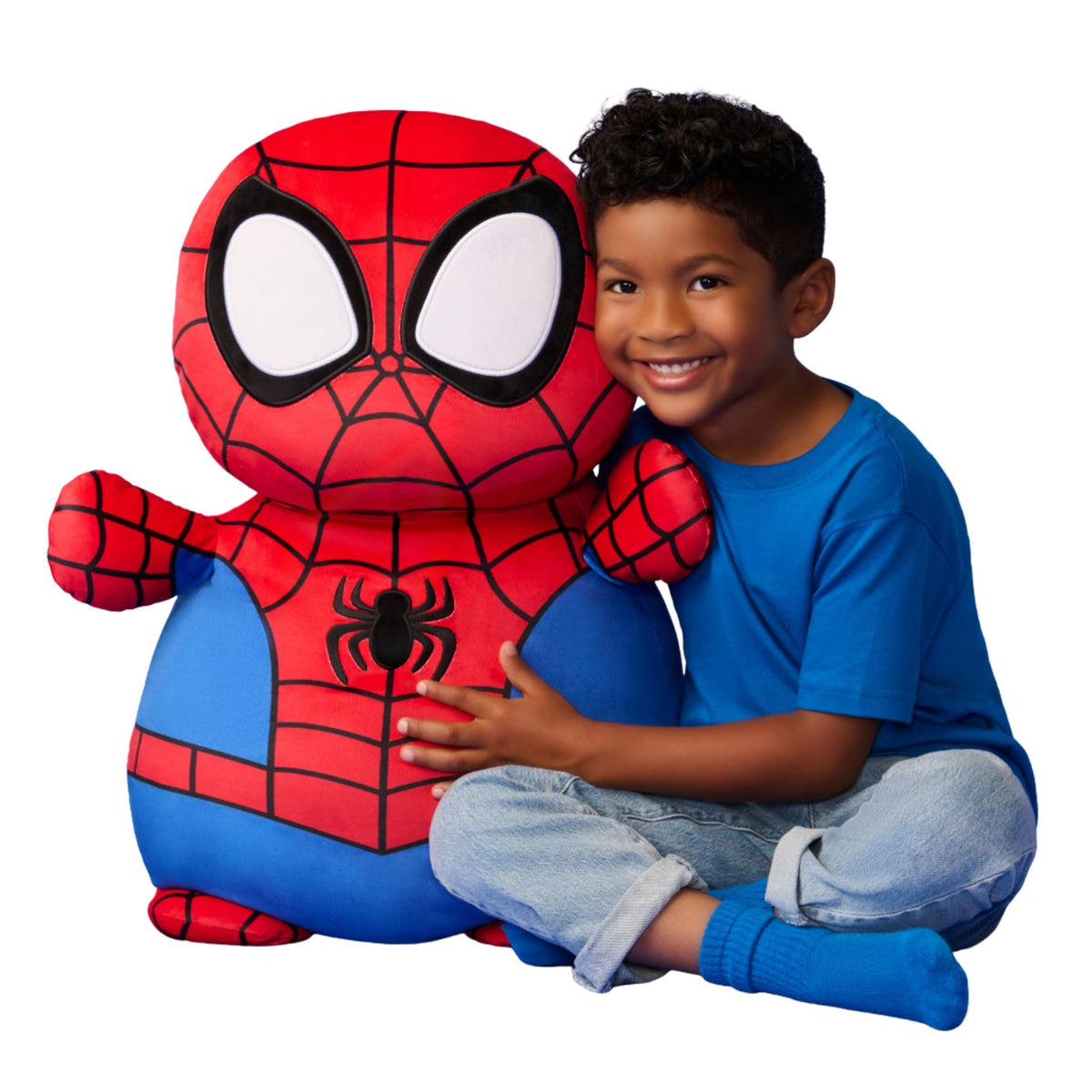 Squishmallows Spidey HugMees 26-inch plush for cozy cuddle sessions.