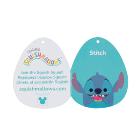 Squishmallows Stitch watermelon plush face detail with Disney seal