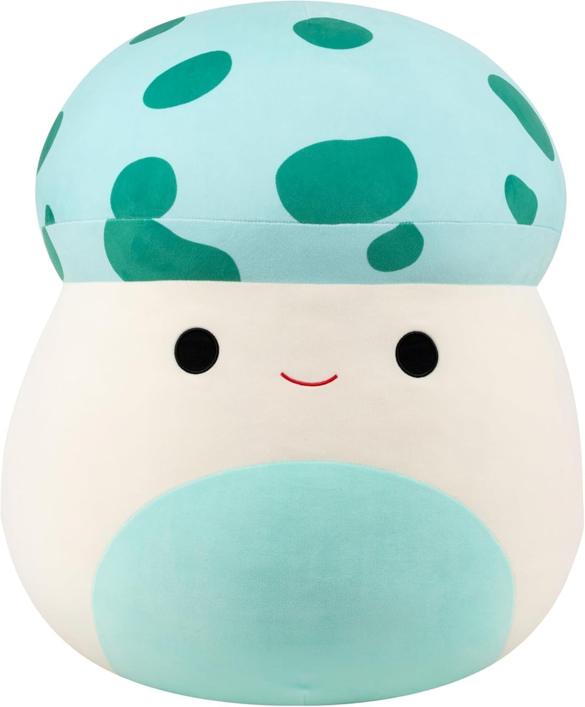 Sydney the teal spotted mushroom front view, ultra-soft cuddle buddy for cozy moments.