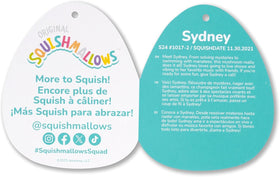 Close-up of Sydney's tag, official seal and unique bio detail.