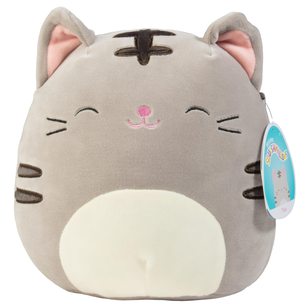 Squishmallows Tally the Grey Cat 8-inch plush closeup for cuddle-worthy detail.
