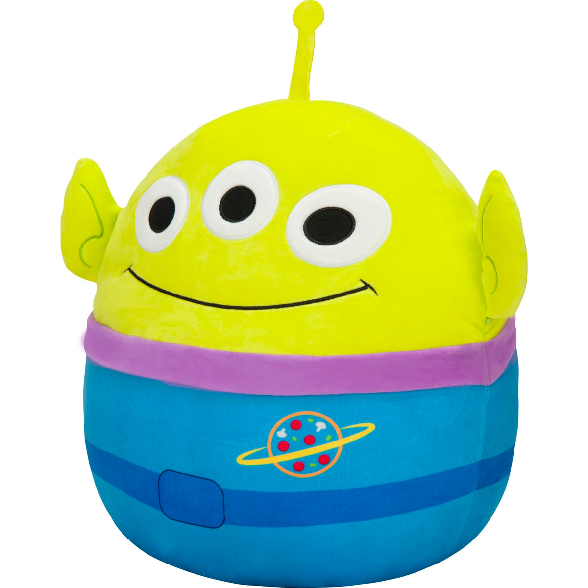 Squishmallows Toy Story Alien 12in close-up face detail for collectibility