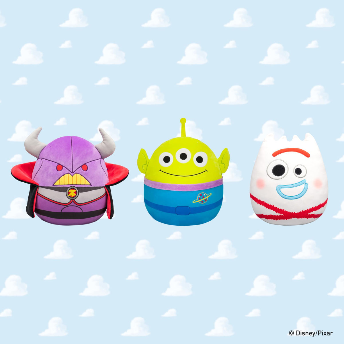 Squishmallows Toy Story Alien 12in plush side view for travel comfort