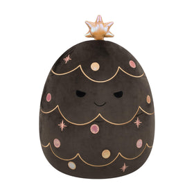 Squishmallows Ulysses on a black Christmas tree for cozy holidays