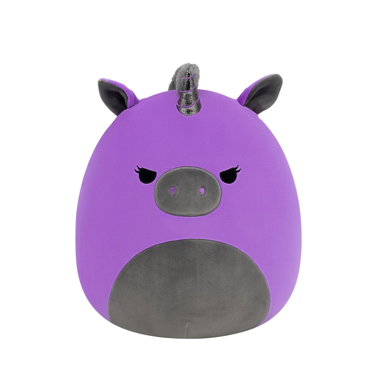 Squishmallows Velocity plush closeup in purple and black for cozy cuddles