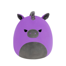 Squishmallows Velocity plush closeup in purple and black for cozy cuddles
