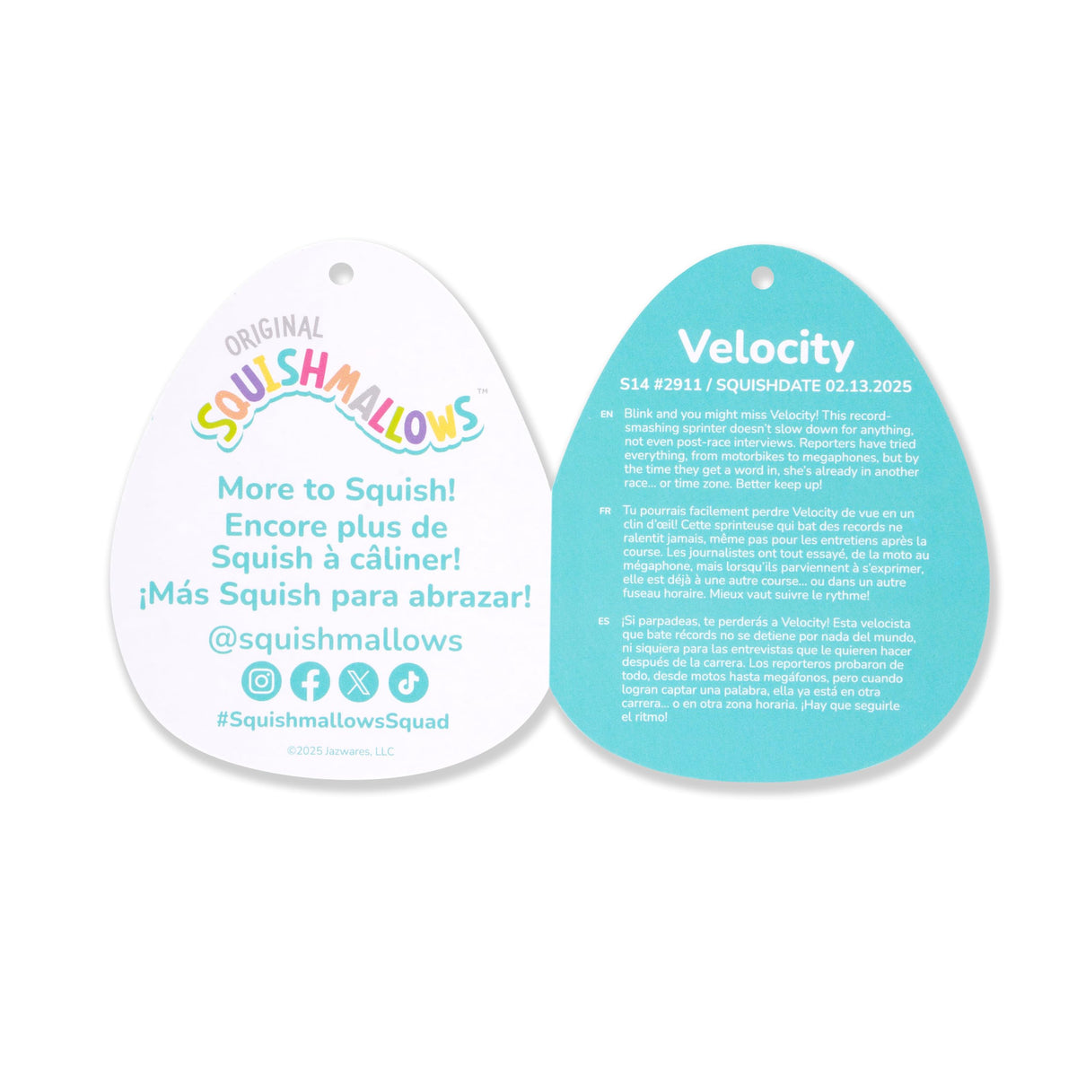 Velocity 14in plush in a snuggle pose, ideal travel companion
