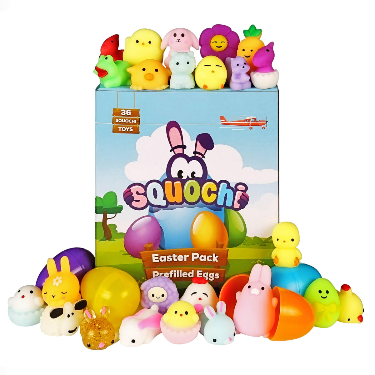 SQUOCHI Easter Mochi squishy egg opens to reveal a colorful mini toy for Easter play