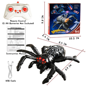 SQVIAFUN remote-control spider image showing the 4-channel controller for flexible moves