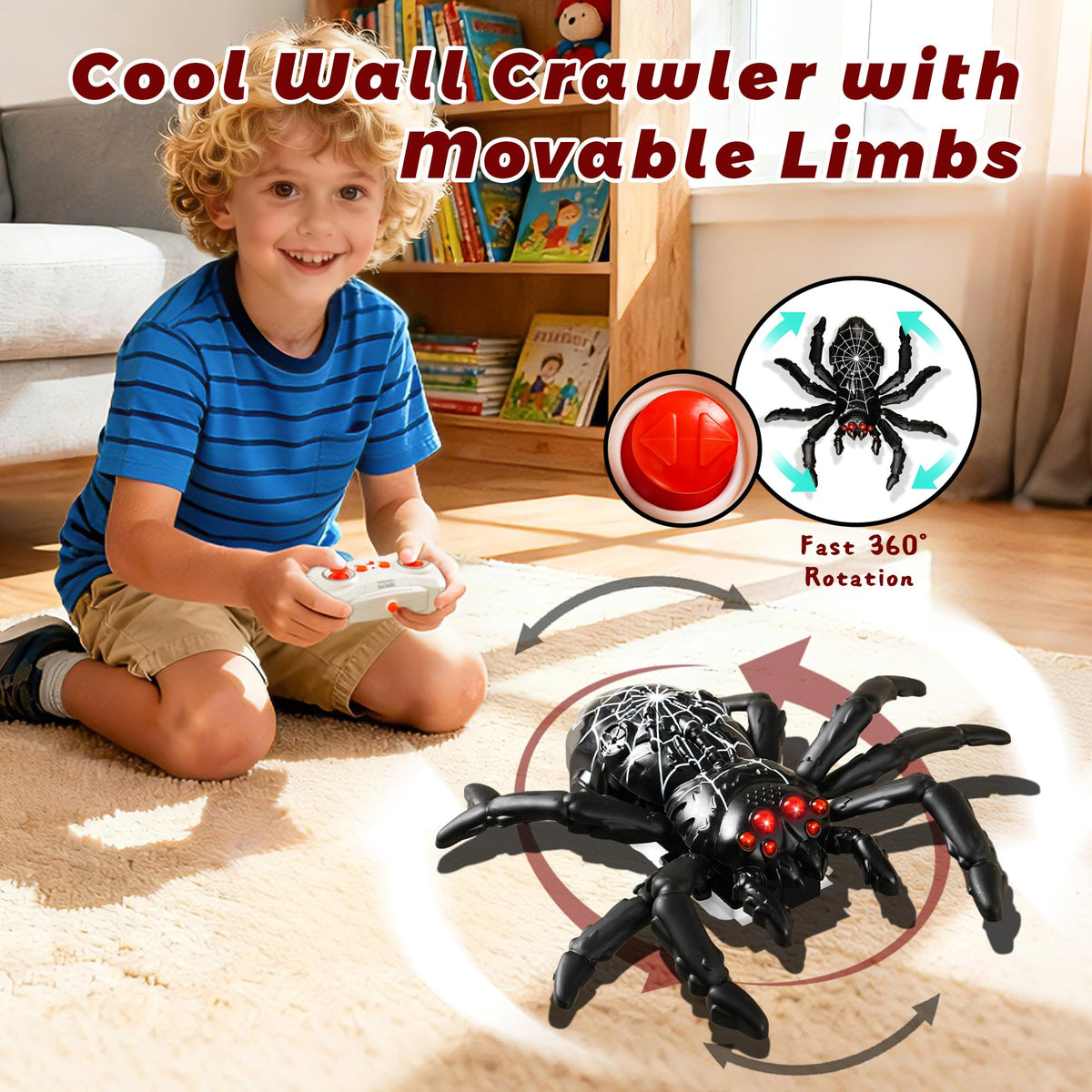 SQVIAFUN wall-climbing spider side view highlighting sleek design and control