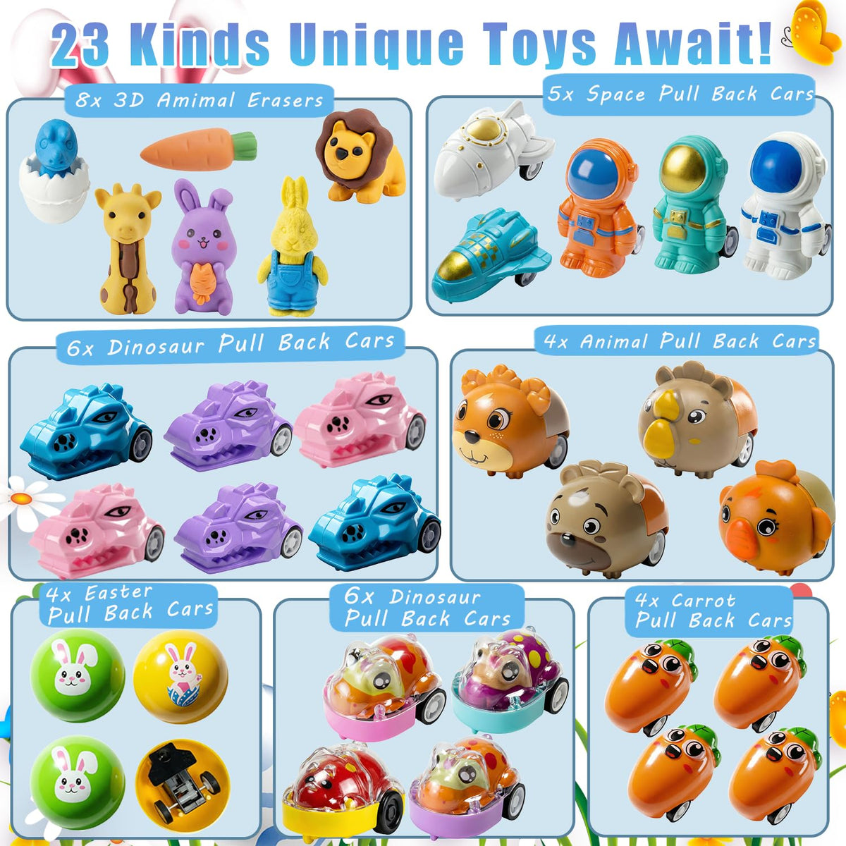 SQZUWIT Easter eggs with diverse toys promote sharing and creative play