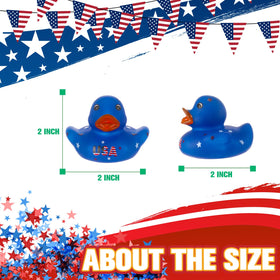 Sratte 4th of July ducks with flag patterns for festive table decor.
