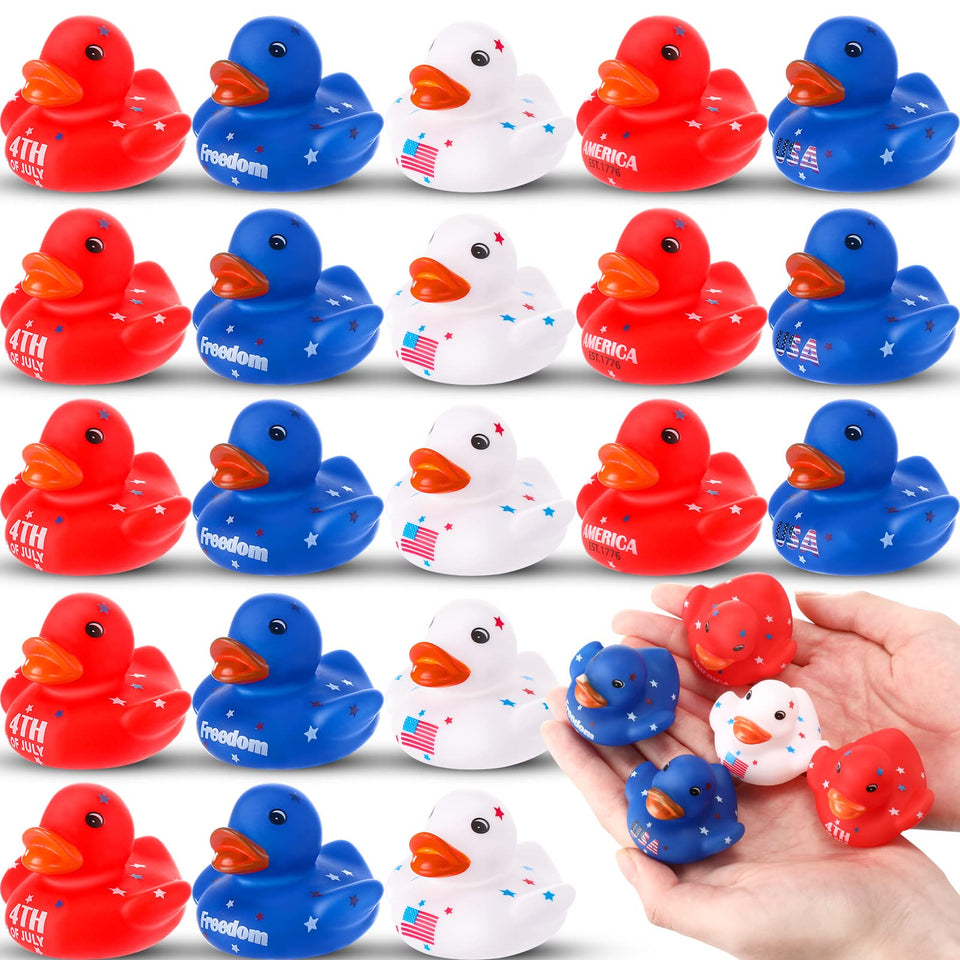 Sratte 50-piece patriotic ducks pack for Independence Day decor and party favors.