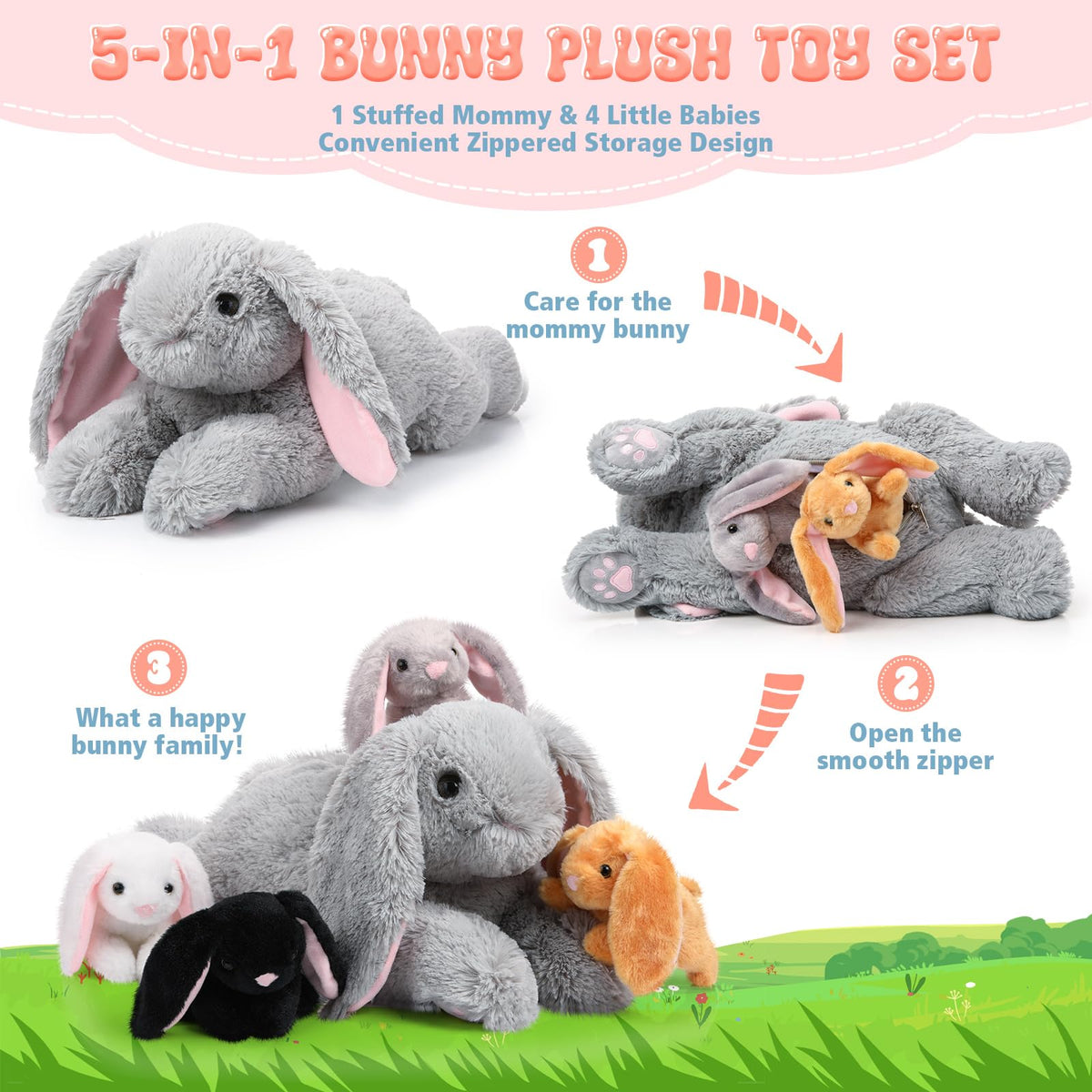 Sratte baby bunny plush style 2 compact size for bedtime stories