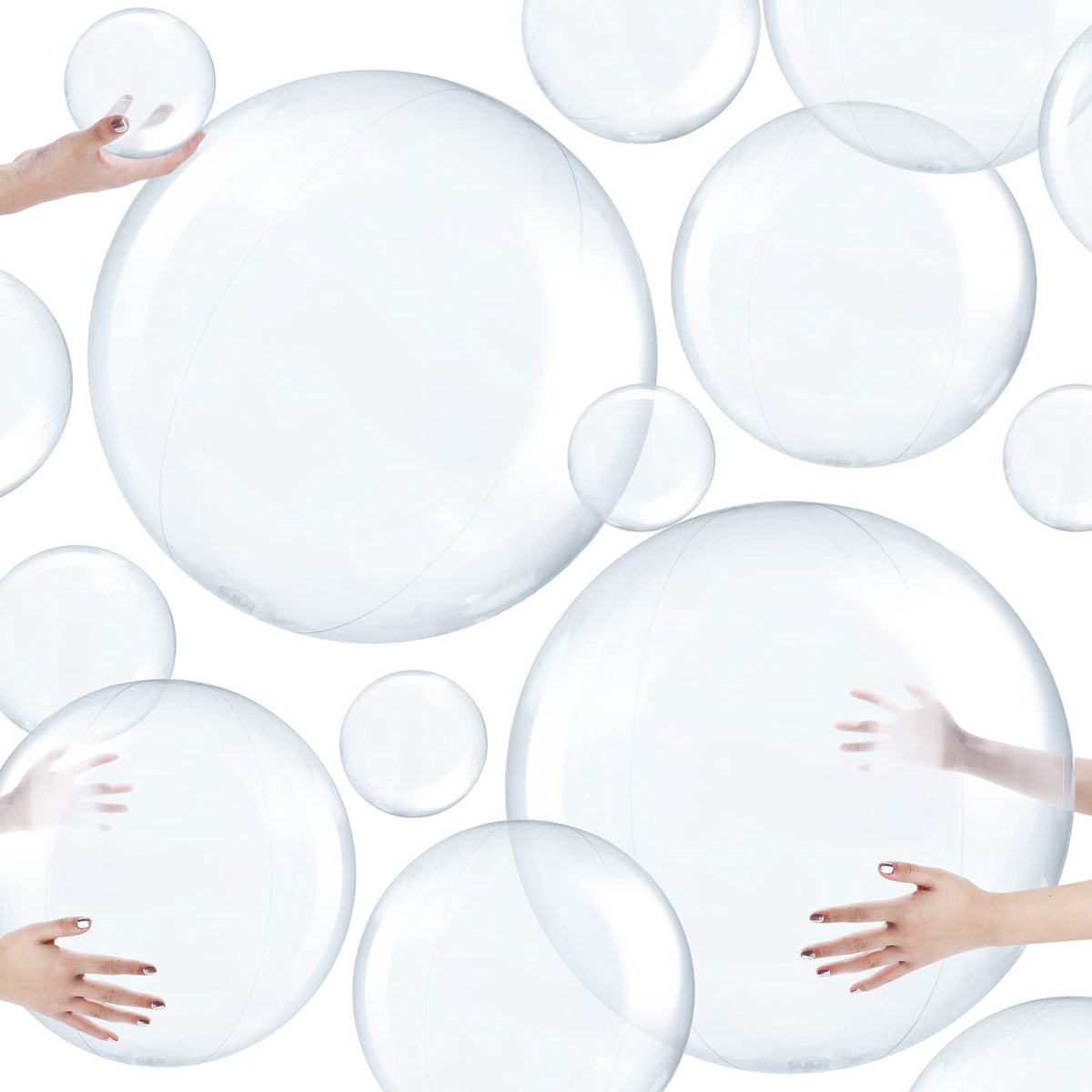 Sratte clear inflatable beach ball, decor-friendly for summer events and luau vibes.