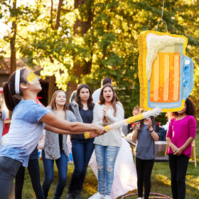 Sratte Beer Pinata decorating a summer party or birthday celebration.