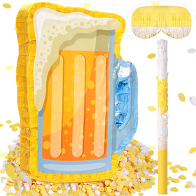 Sratte Beer Pinata hanging decoration with confetti for festive adult party fun.